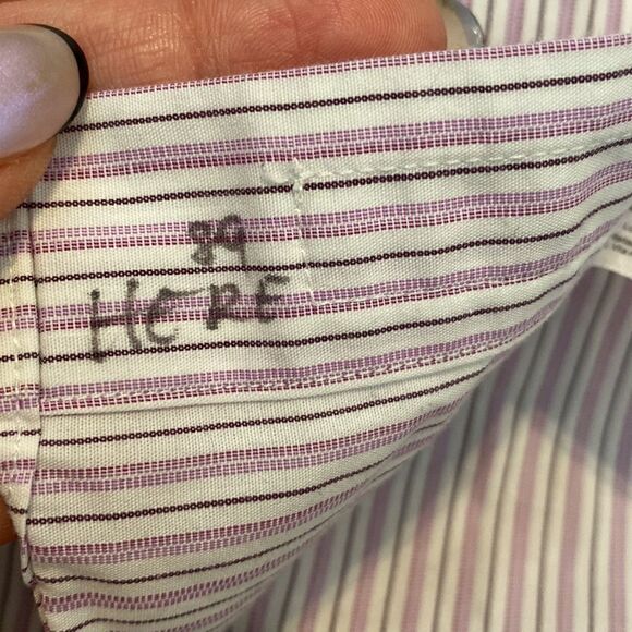 Vintage Brooks Brothers Purple Striped Oxford Button Down Shirt - Picture 6 of 9
